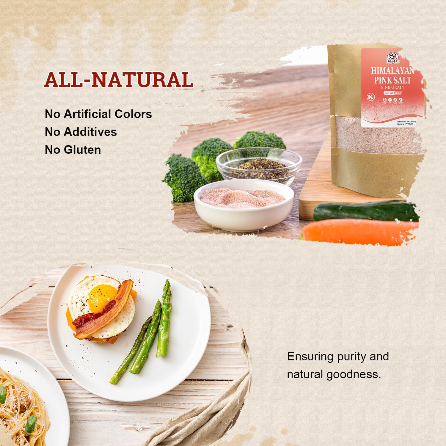 52USA Himalayan Pink Salt Fine crystal closeup highlighting natural pink hue for gourmet dishes