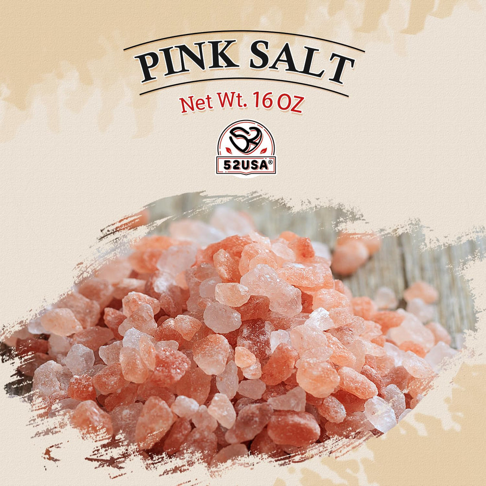 52USA Himalayan Pink Salt grinder refill offers pure seasoning for meats and vegetables.