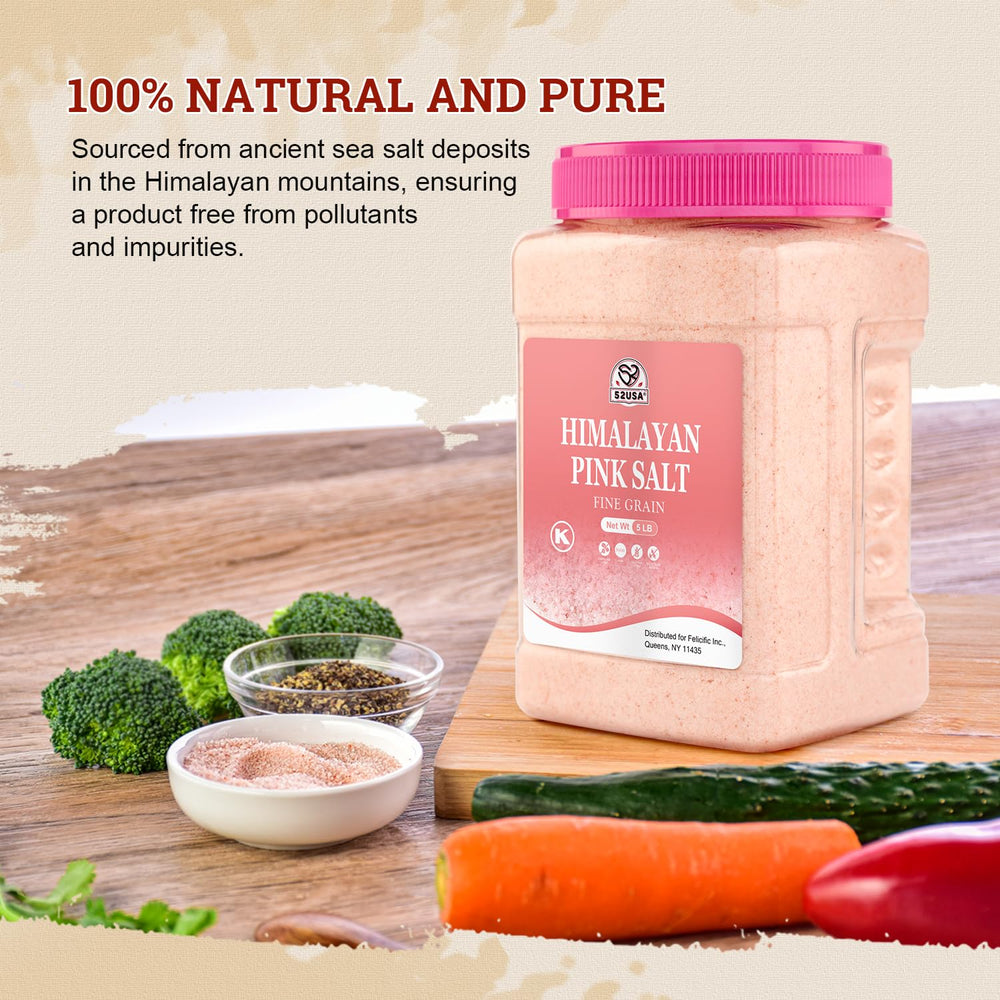 52USA Himalayan pink salt on kitchen counter ready to use