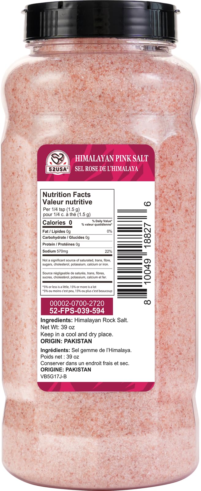 52USA Himalayan pink salt mineral-rich closeup shows natural pink color and purity.