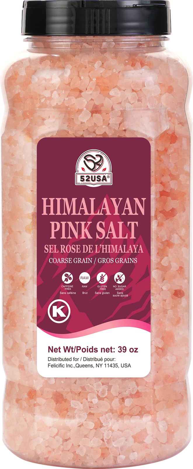 52USA Himalayan salt coarse bottle with pink crystals for seasoning