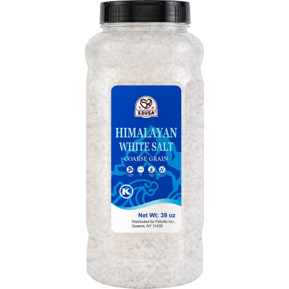 52USA Himalayan White Salt coarse crystals for grinder refills and everyday seasoning.