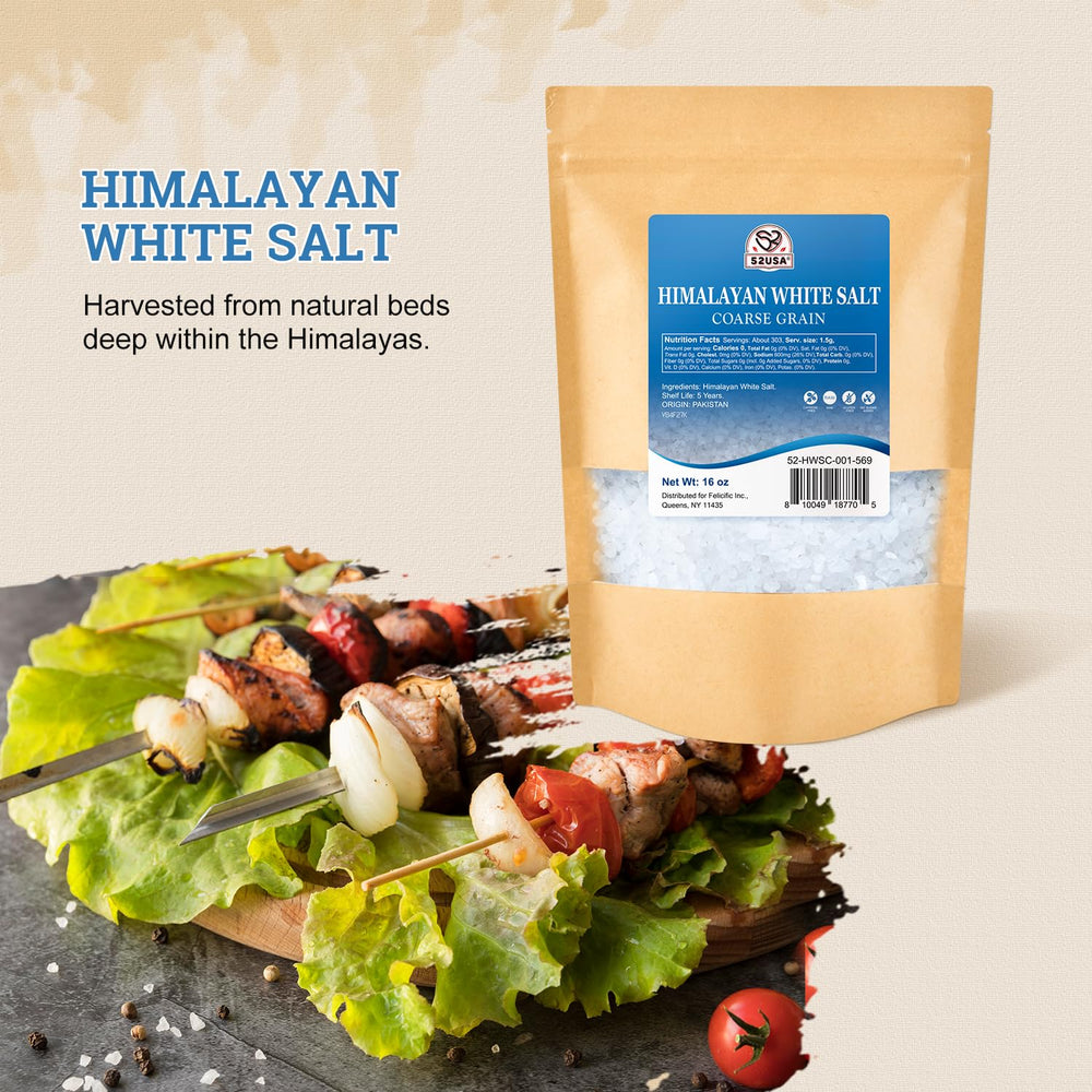 52USA Himalayan White Salt grinder-refill-pack keeps grinders ready for quick, even seasoning.