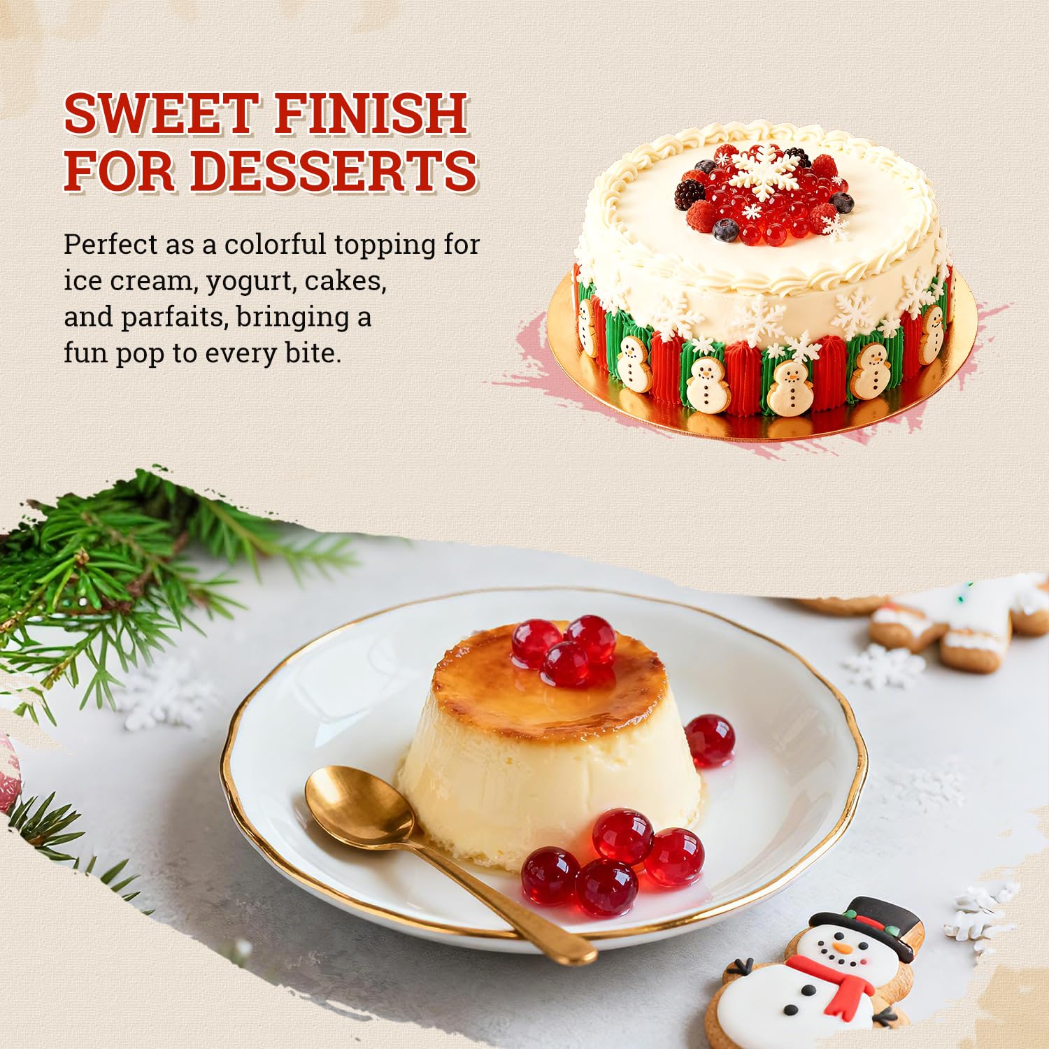 52USA Strawberry pearls dessert topping for ice cream and yogurt