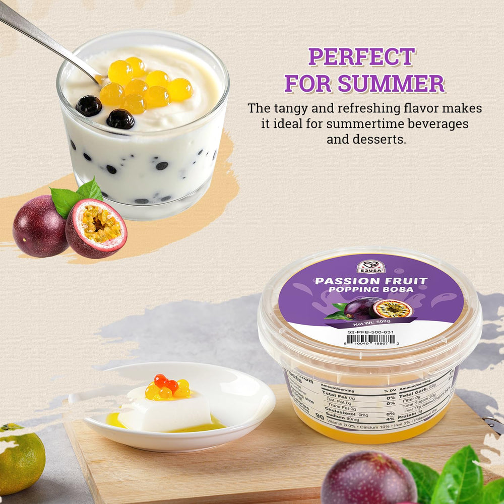 52USA Ice cream topping creates fruity swirls with bursting pearls.