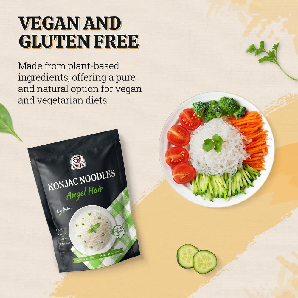 52usa Konjac Shirataki Noodles gluten-free vegan badge highlighting dietary flexibility