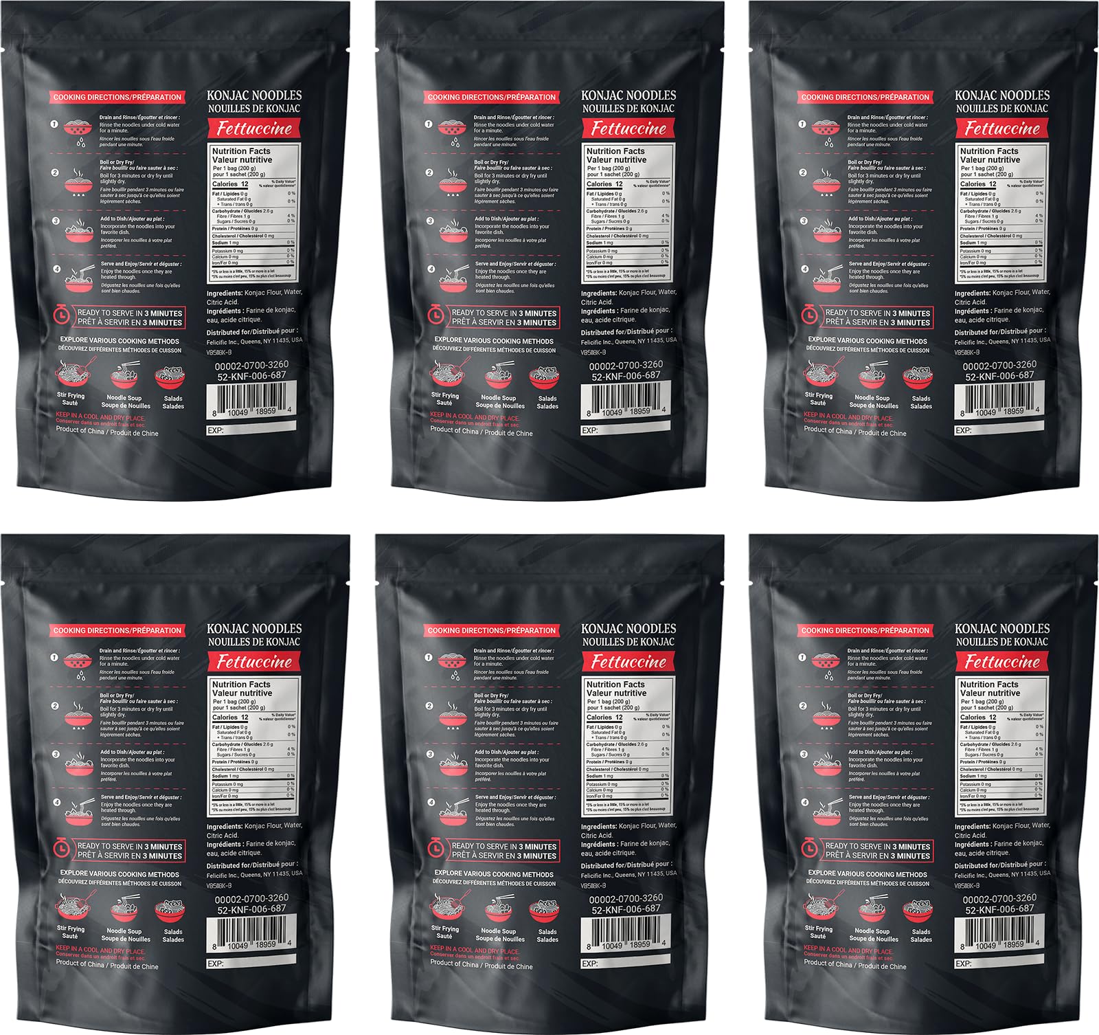 52USA Konjac Shirataki Noodles six-pack inside for convenient ready-to-eat meals.