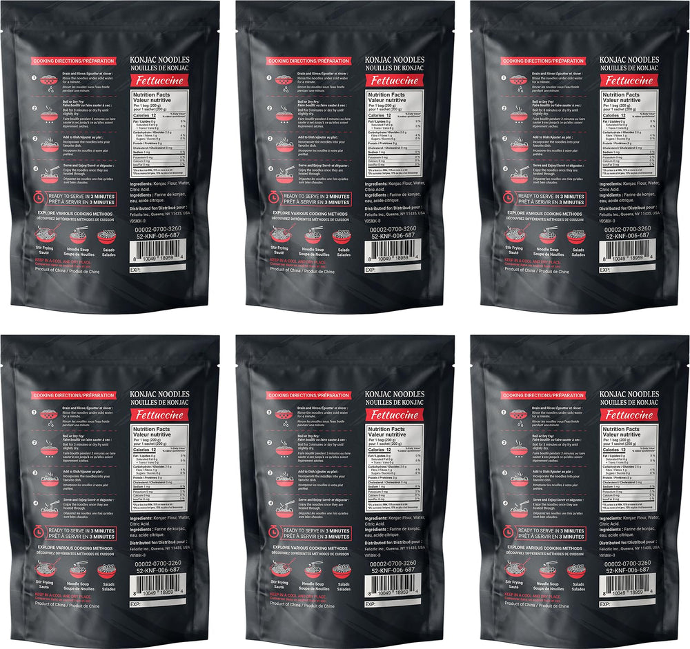 52USA Konjac Shirataki Noodles six-pack inside for convenient ready-to-eat meals.