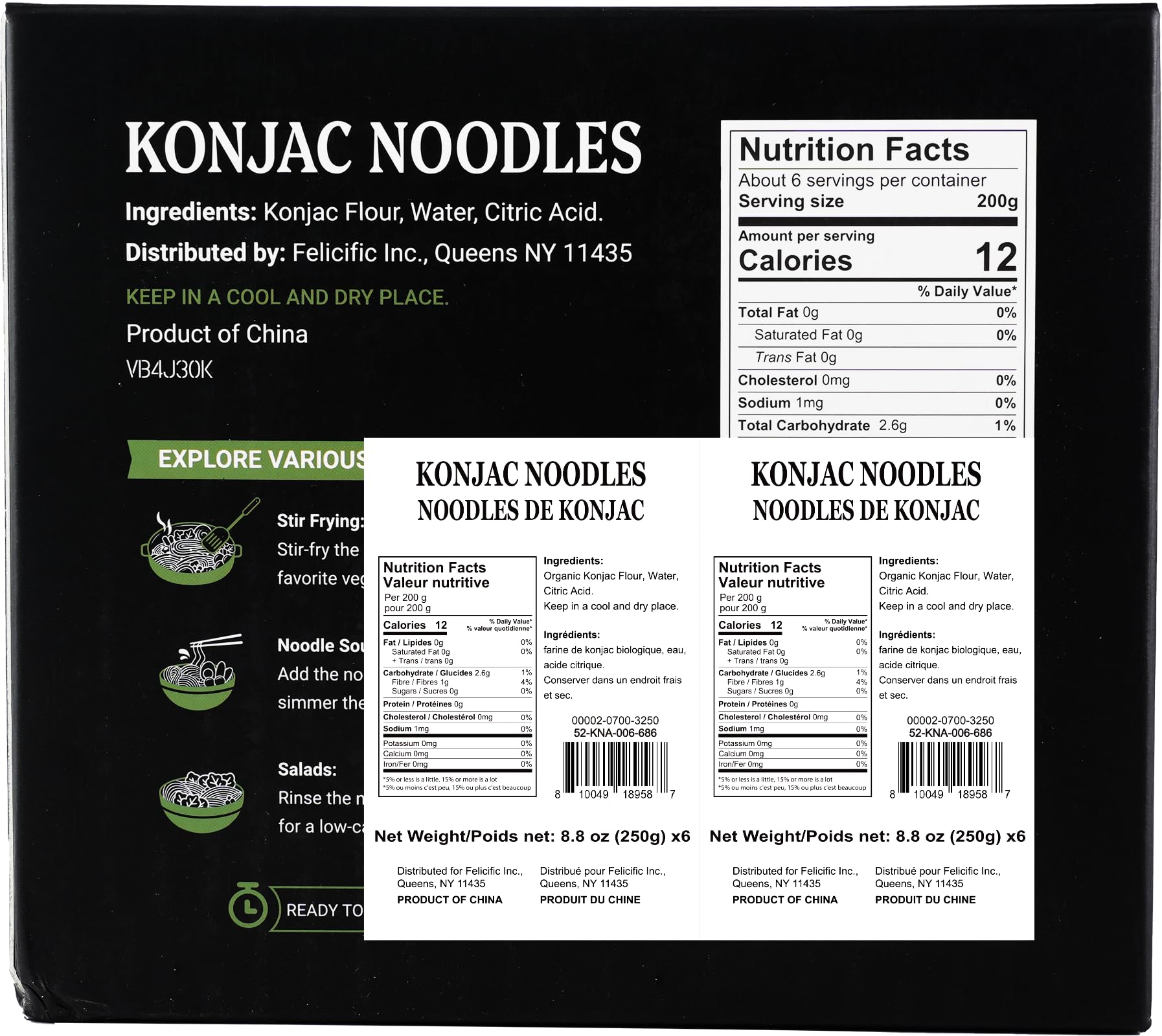 52usa Konjac Shirataki Noodles uncooked packet demonstrating slim, ready-to-use keto-friendly pasta