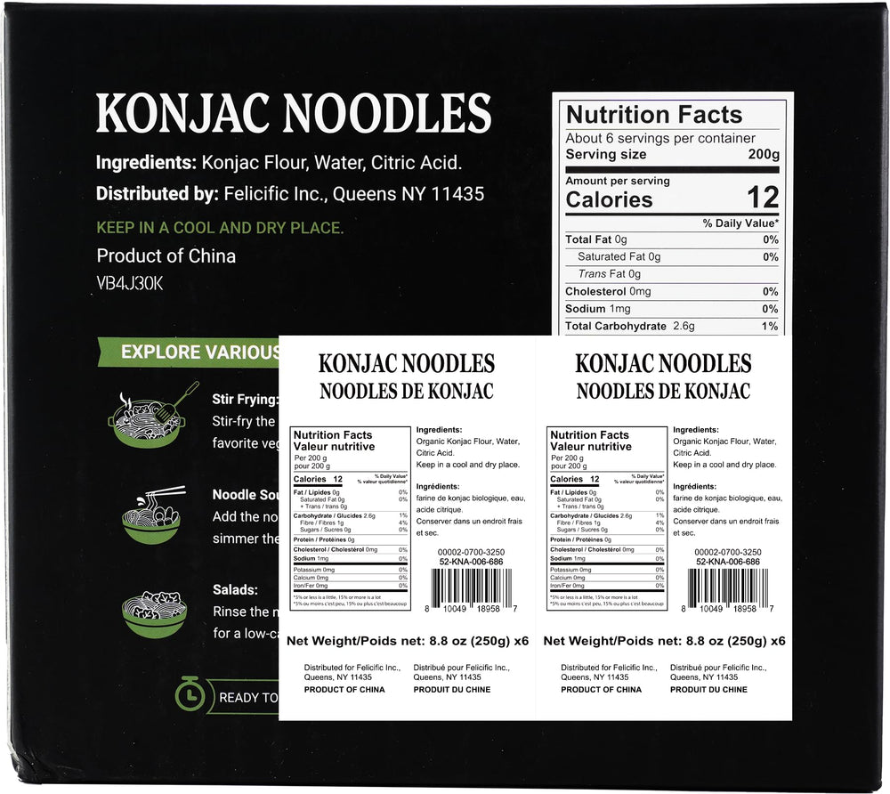 52usa Konjac Shirataki Noodles uncooked packet demonstrating slim, ready-to-use keto-friendly pasta