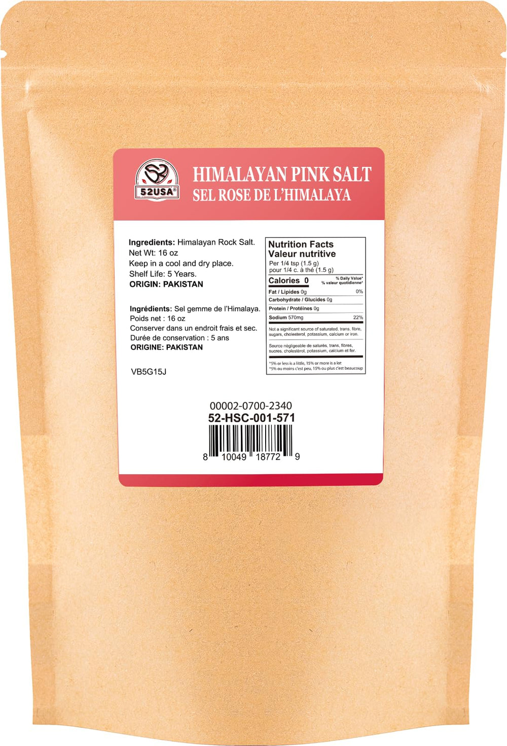 52USA Kosher-certified Himalayan Salt seal signals purity and high-quality.