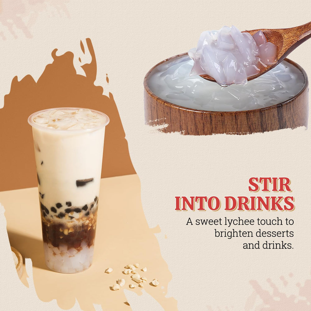 52USA Lychee Coconut Jelly topping added to bubble tea