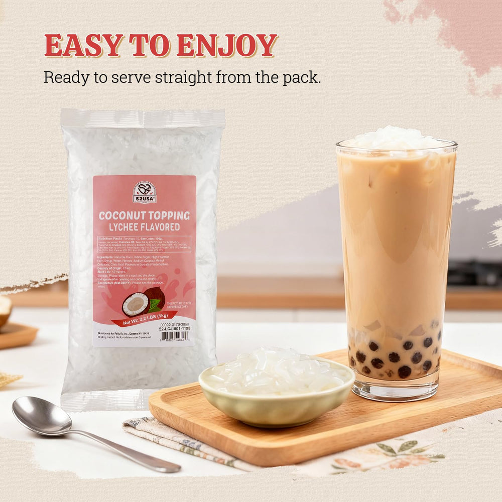 Freshness-sealed 52USA Lychee Coconut Jelly packaging preserved flavor