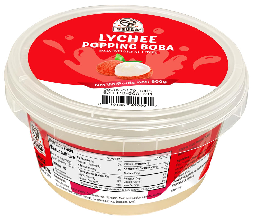 52USA Lychee Popping Boba as a family friendly snack