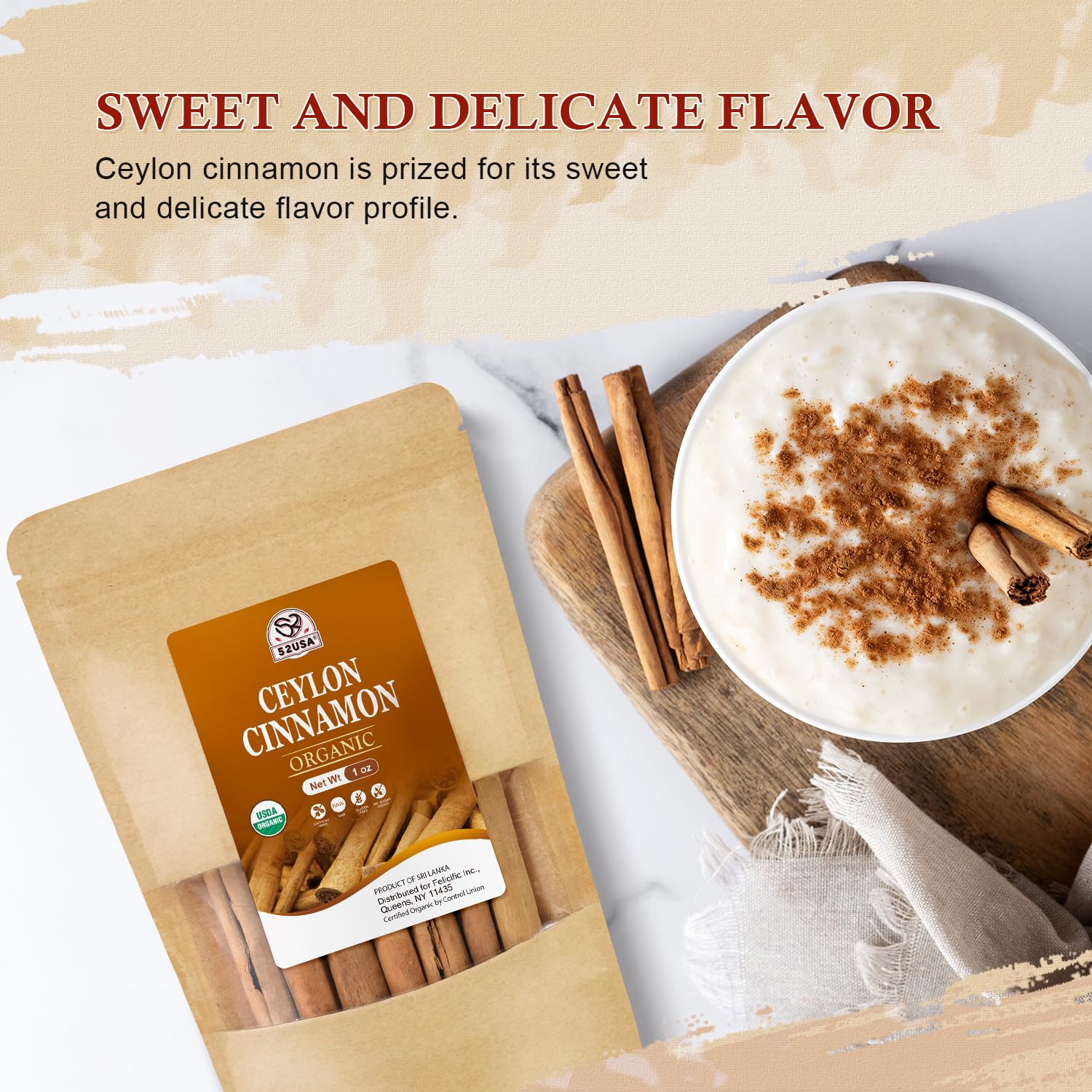 52USA cinnamon sticks from Sri Lanka emphasize authentic Ceylon origin