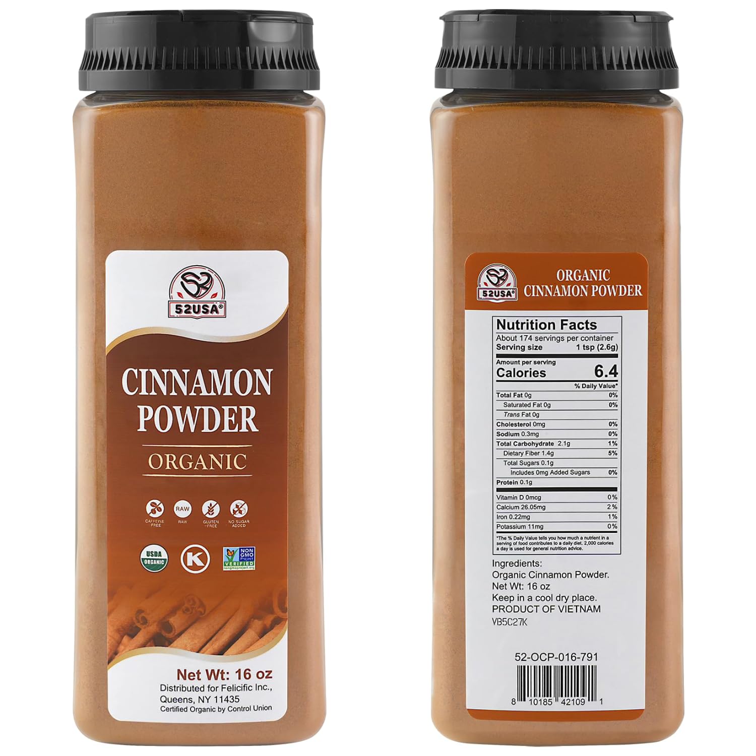 Close-up of 52USA cinnamon powder texture for baking precision