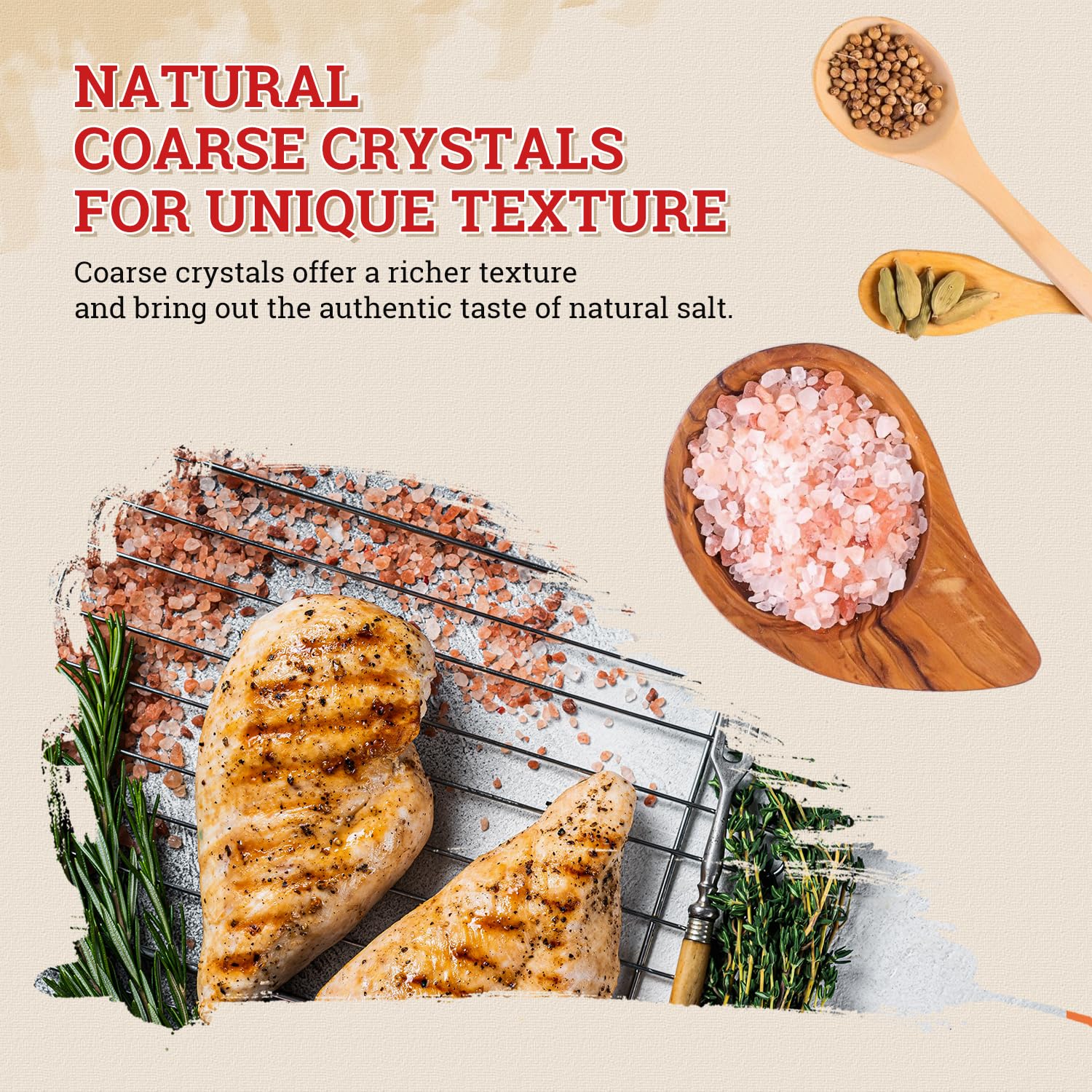 52USA organic Himalayan pink salt emphasizes clean, mineral-rich seasoning
