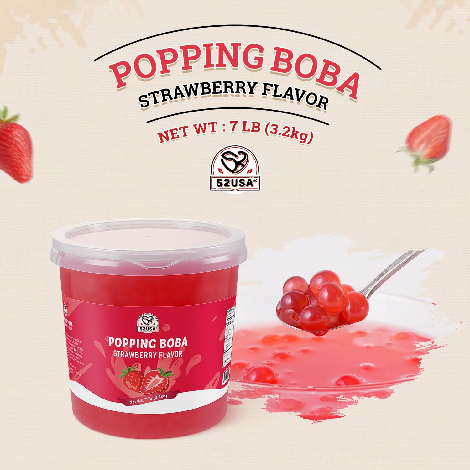 52USA Party drink station with strawberry popping boba