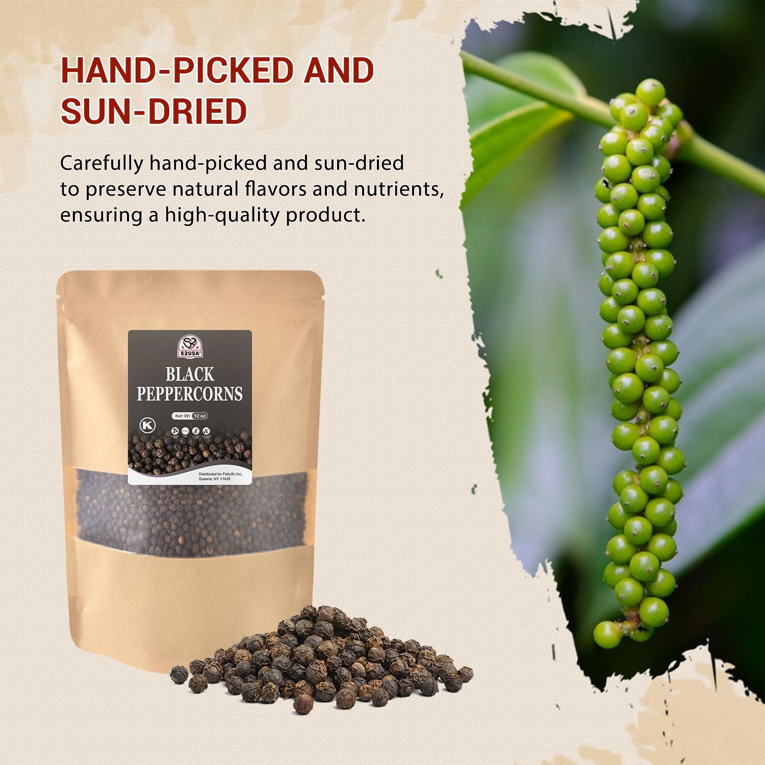 52USA peppercorns for beef and pork roasts enhancing rubs
