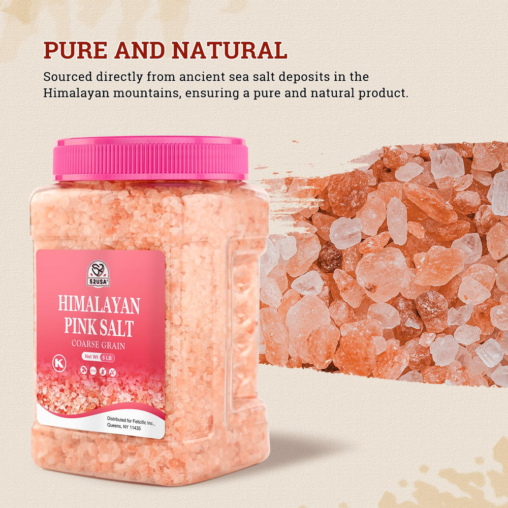 52USA pink salt crystal kitchen counter shot emphasizes natural color in everyday meals