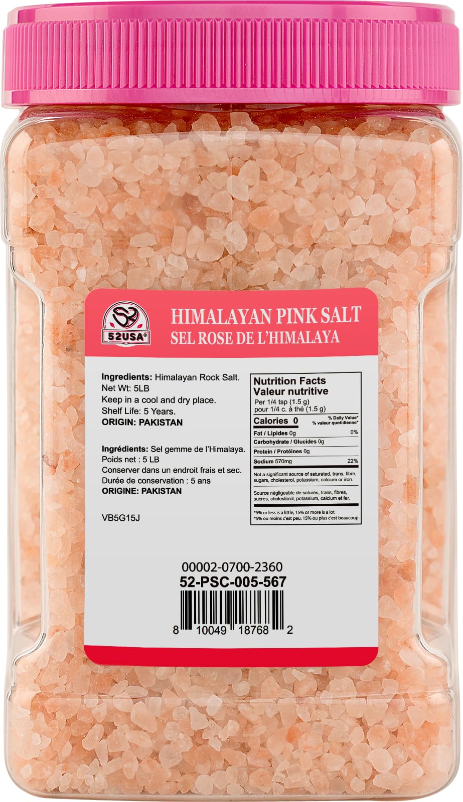 52USA pink salt crystal pile close-up highlighting natural color and texture for gourmet cooking