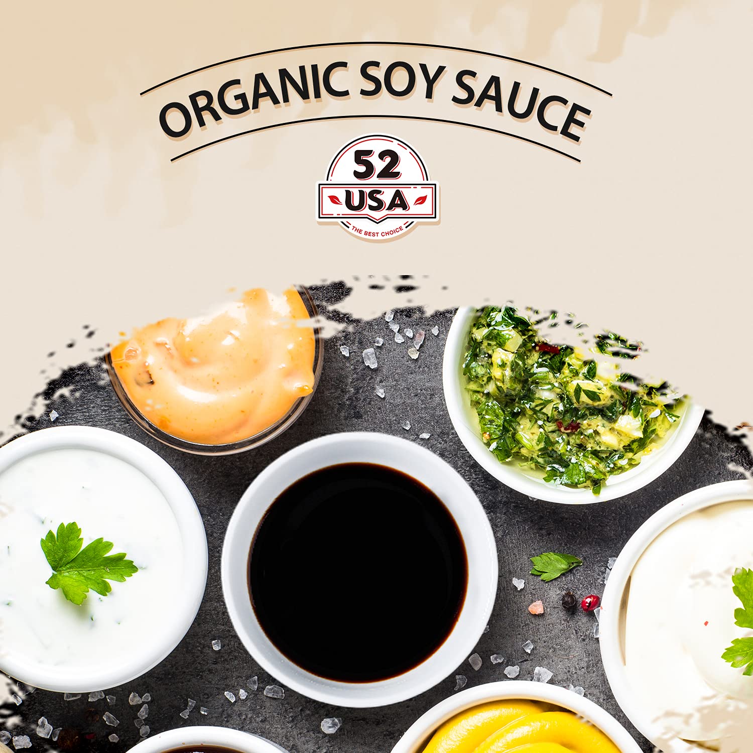 52USA sauce drizzle on roasted vegetables finishes with glossy glaze.