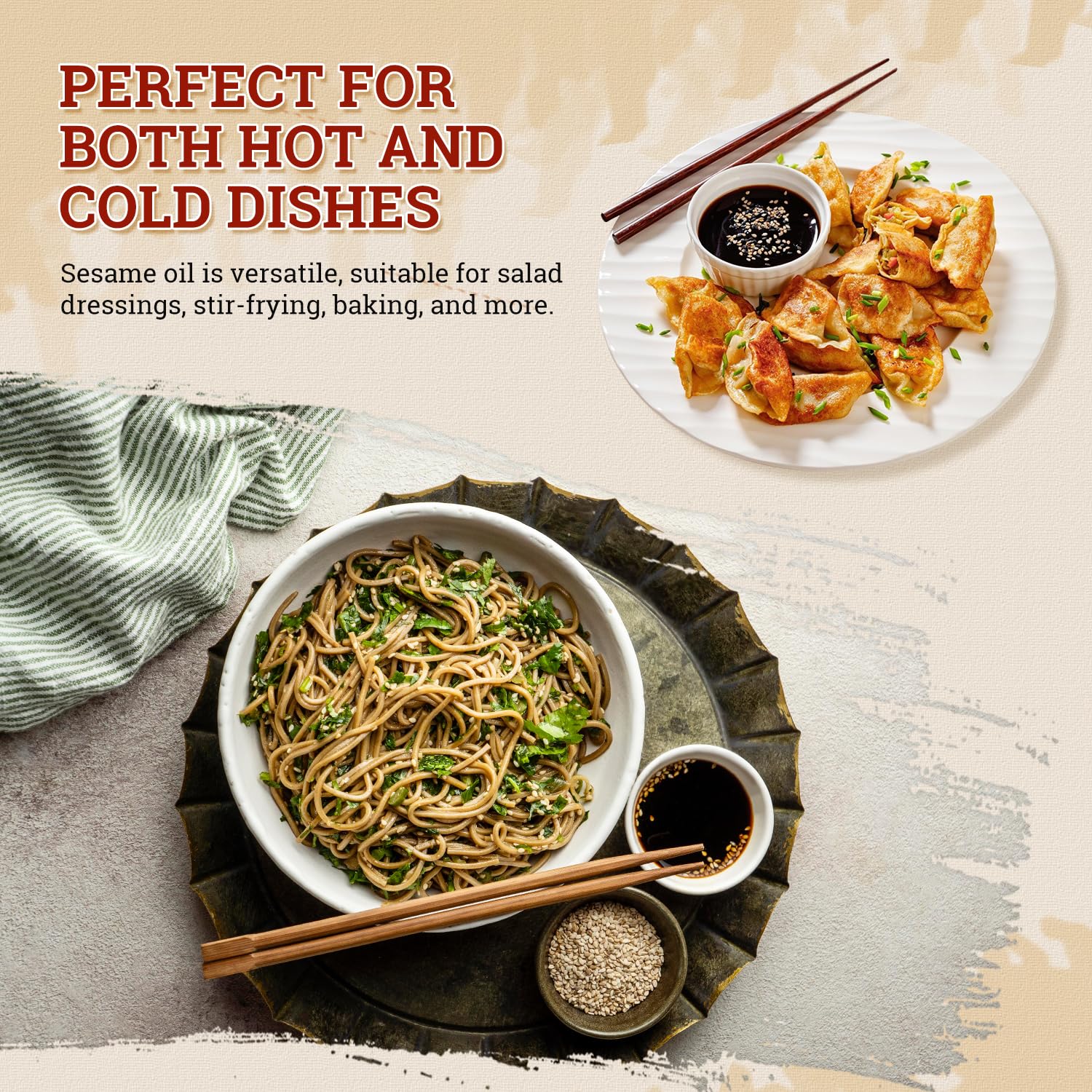 52USA sesame oil packaging closeup; premium quality and nutty aroma.