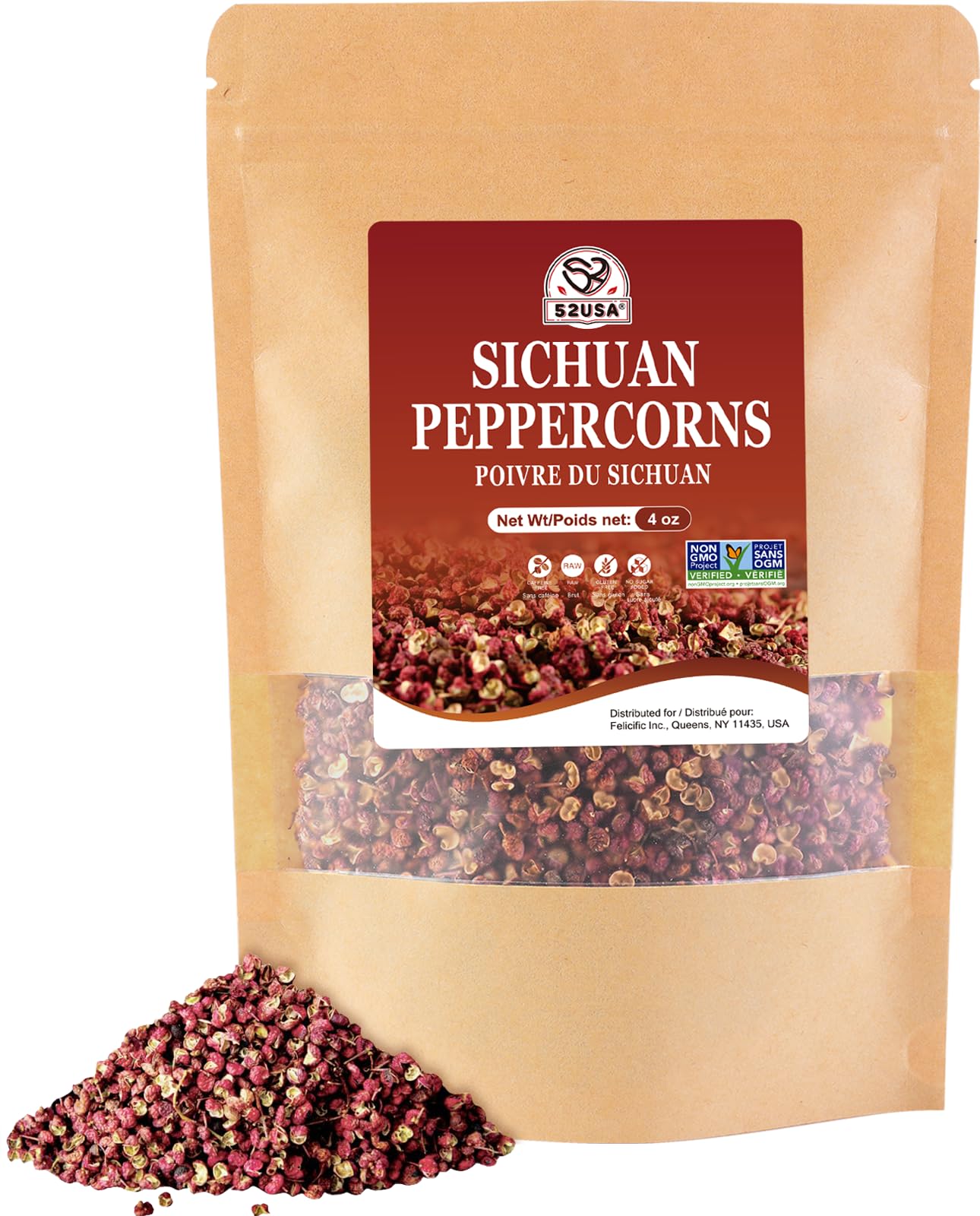 52USA Sichuan peppercorns, whole 4oz bottle enhances authentic mapo tofu flavor.