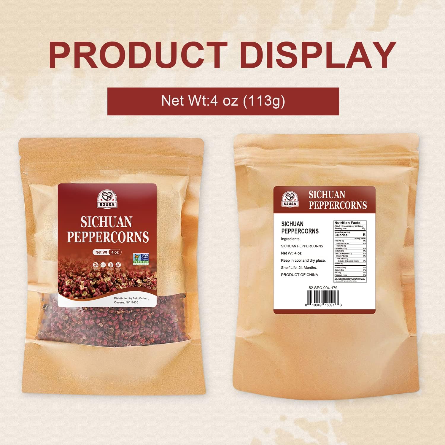 52USA red Sichuan peppercorns add vibrant color and aroma