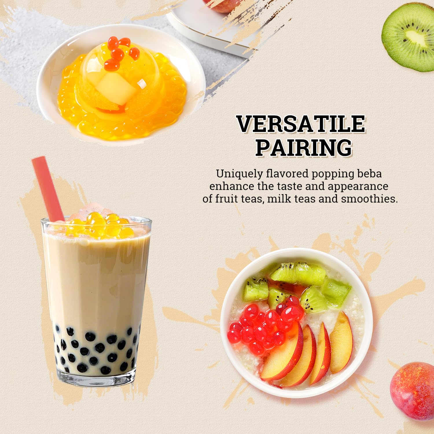 52USA mango popping boba pearls enhancing tropical beverages