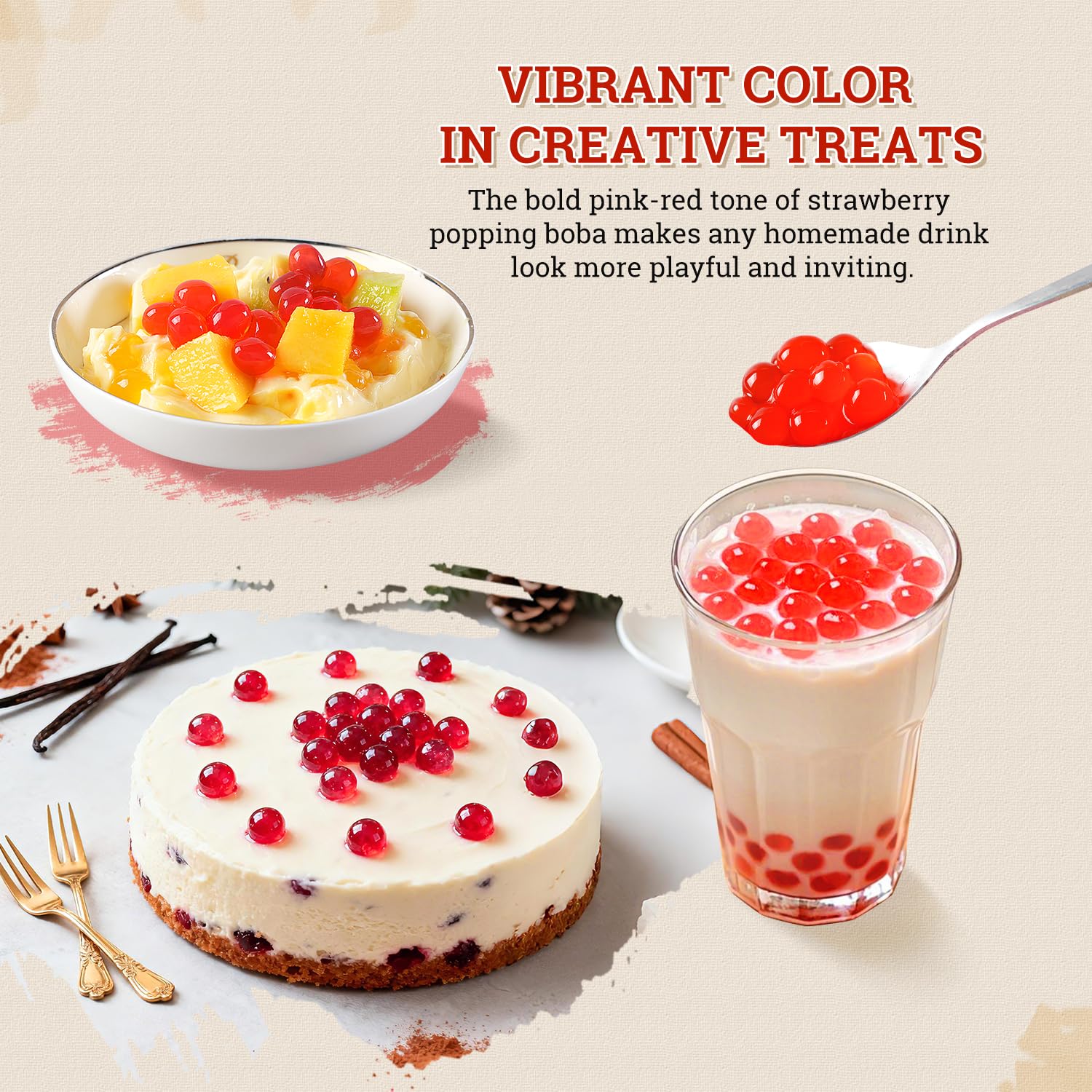 52USA 500g-pack strawberry boba for sweets and shakes