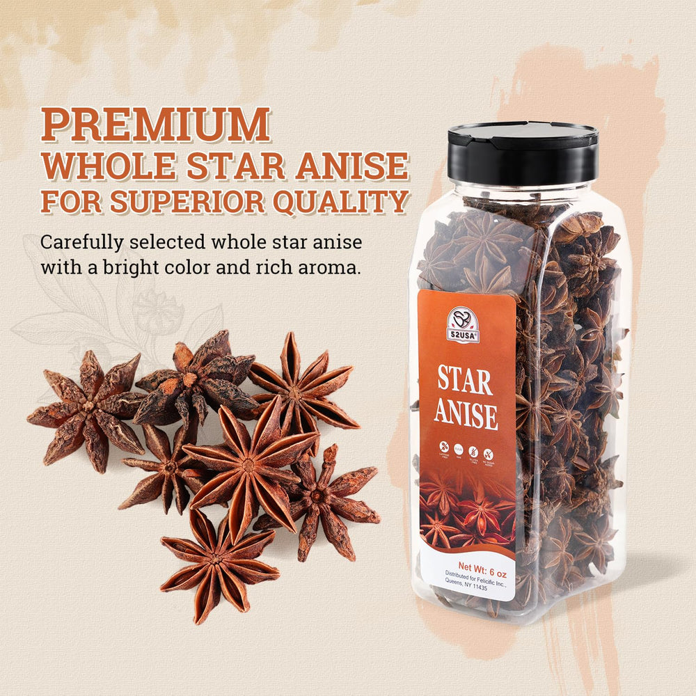 52USA Star Anise on a spice shelf ready for versatile cooking use