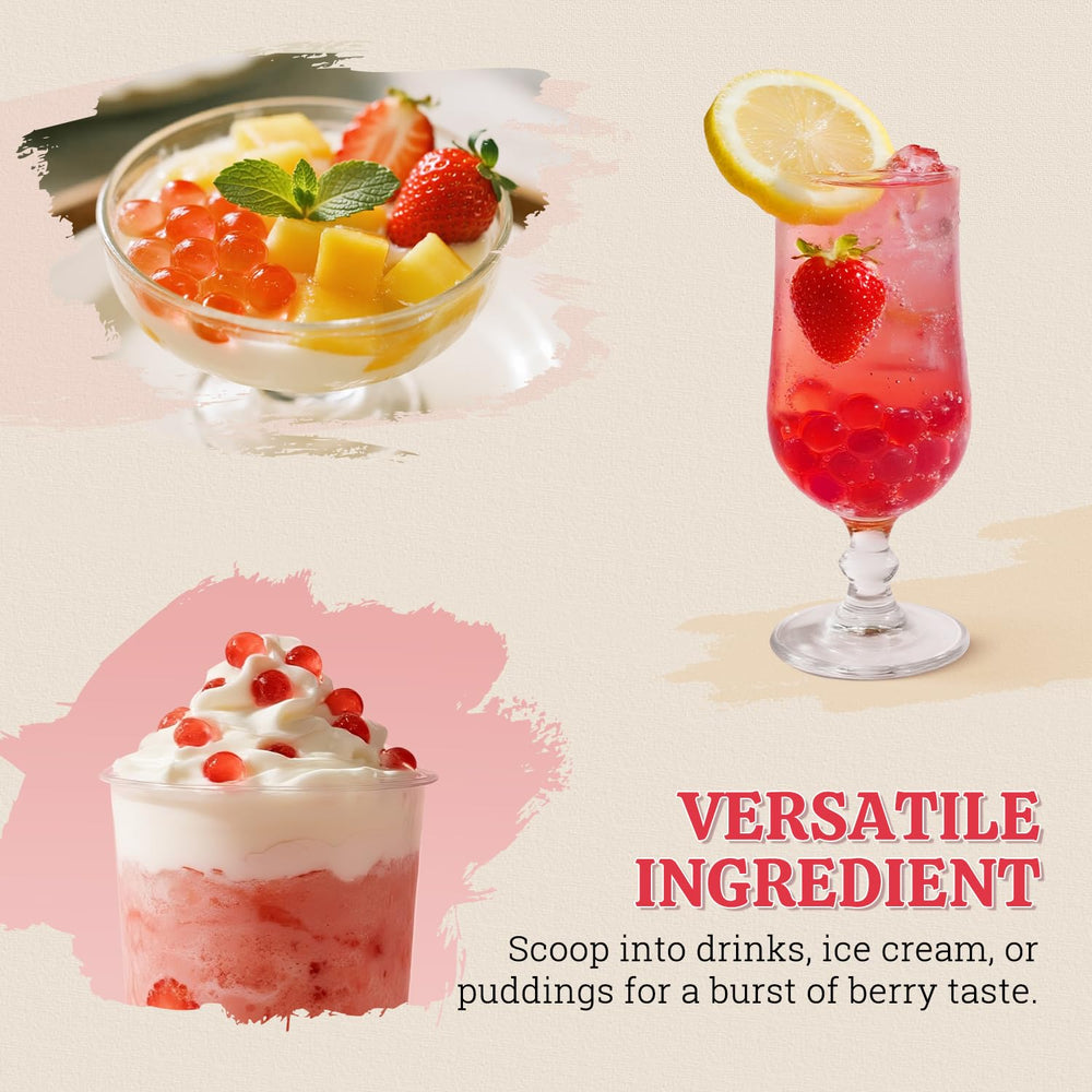 52USA Strawberry Boba toppings for drinks and yogurt at home