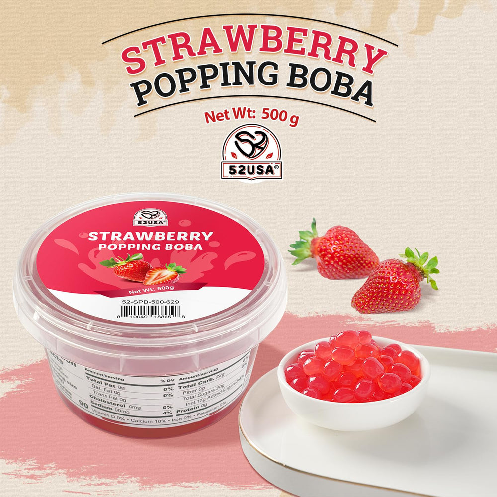 52USA strawberry popping boba bubbles ready for bubble tea.
