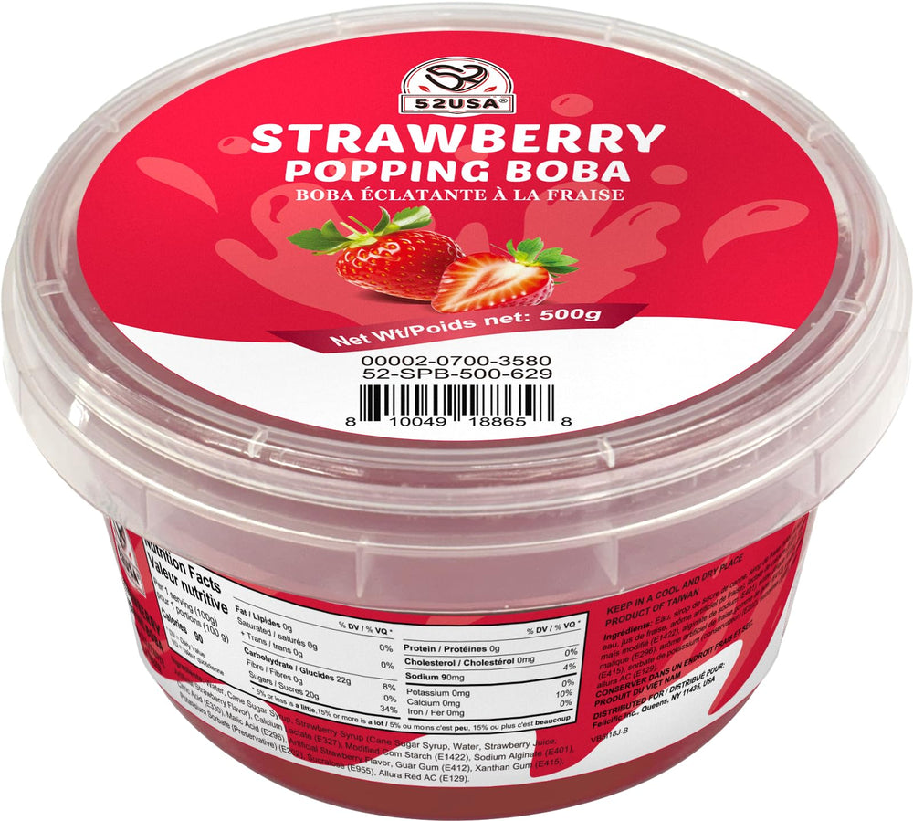 52USA strawberry popping boba vibrant pearls enhance desserts.