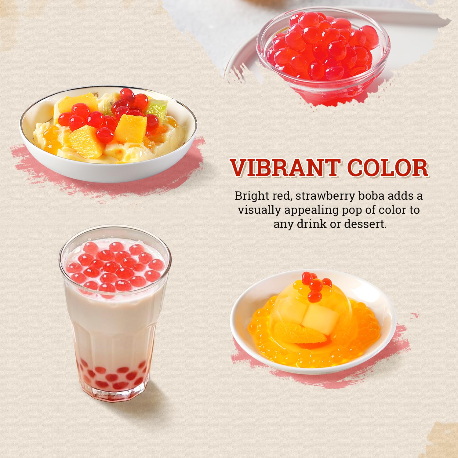 52USA strawberry popping boba ice cream topping bursting with flavor.