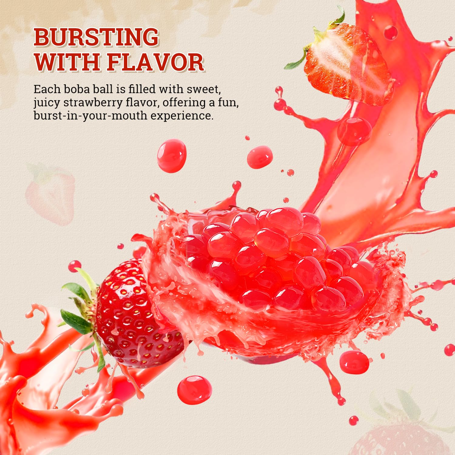52USA strawberry popping boba sealed packaging preserves freshness.