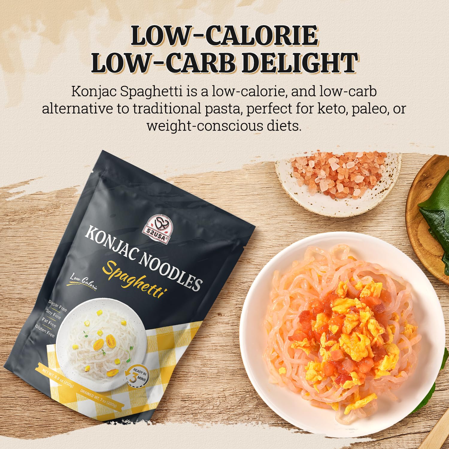 52USA Konjac noodles sugar-free option for calorie-conscious cooking