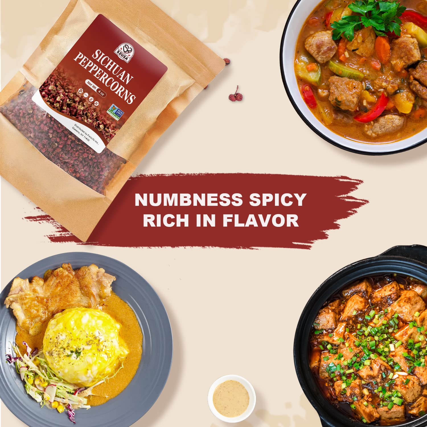 52USA Sun-dried red peppercorn preserves freshness for rich dishes.