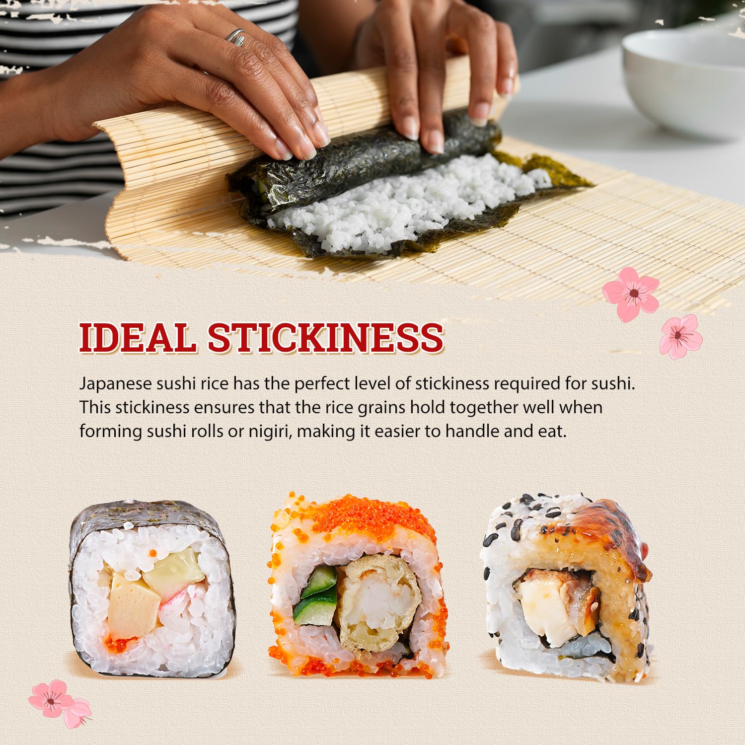 Close-up of 52USA Sushi Rice texture highlighting glossy finish