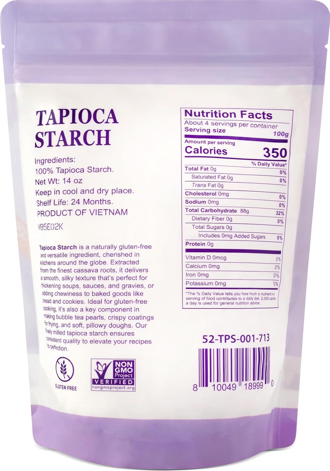 52USA Tapioca Flour in a measuring cup highlights precise portions for gluten-free baking.