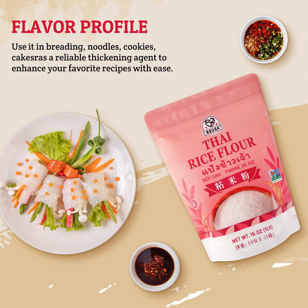 52USA Thai Rice Flour for baking breads with light, tender crumb.