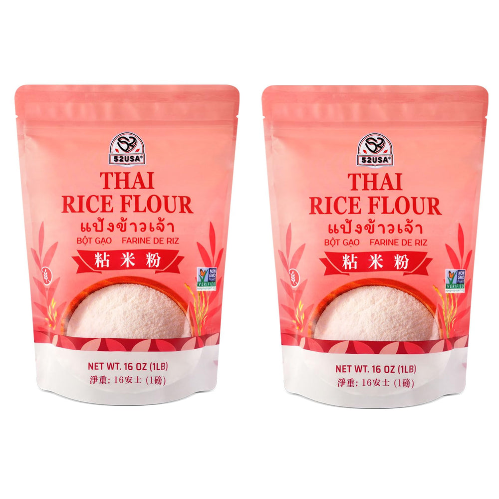 52USA Thai rice flour packaging front showing premium white flour ideal for gluten-free baking.