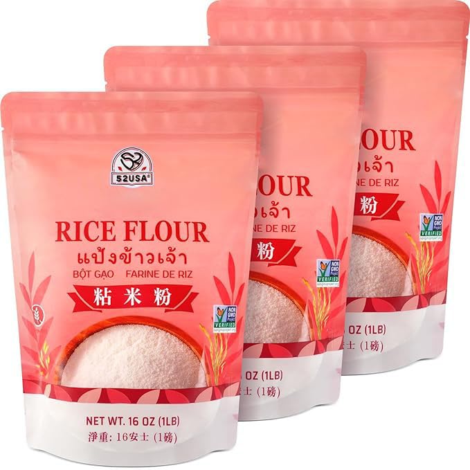 52USA Thai Rice Flour packaging shows premium all-natural ingredients for baking.