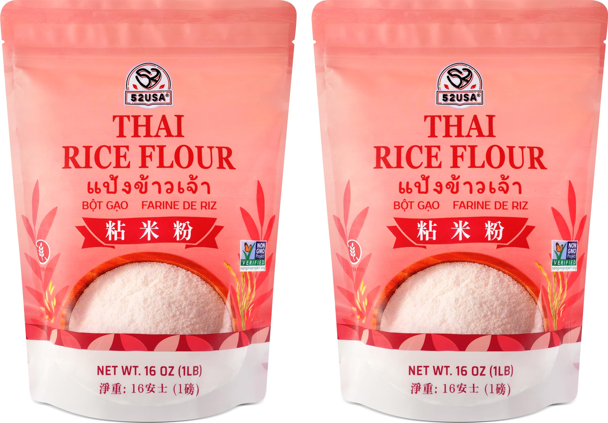 52USA Thai Rice Flour packaging, premium all-natural flour for cooking.