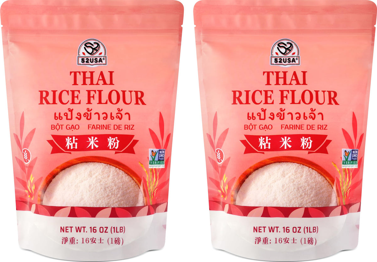 52USA Thai Rice Flour packaging, premium all-natural flour for cooking.
