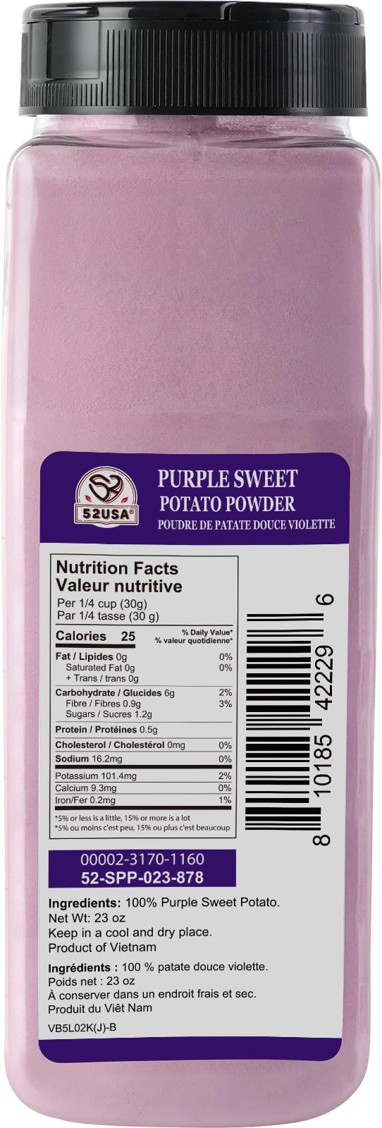 52USA Ube Powder pour close-up highlights purple hue for smoothies