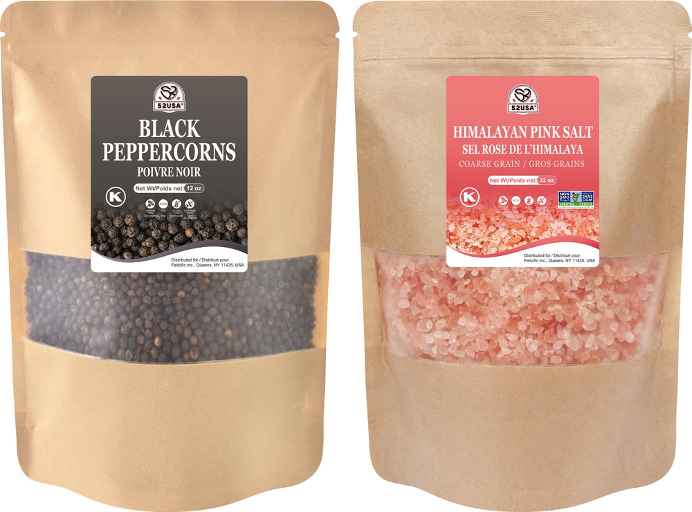 52USA whole black peppercorns close-up, delivering bold aroma for steaks and dressings.