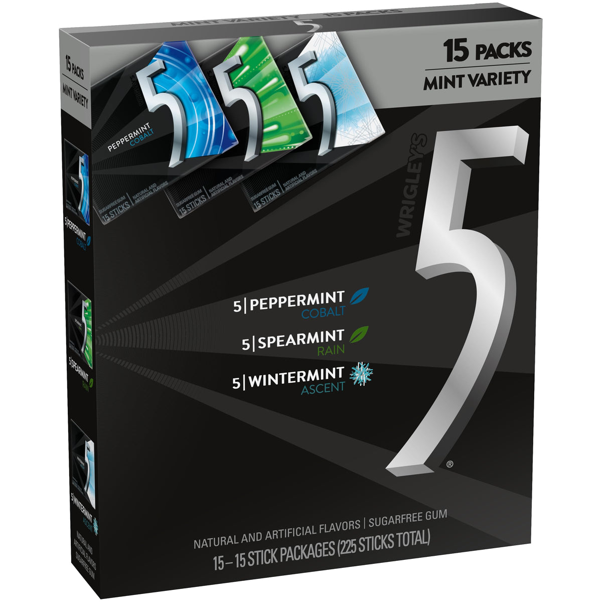 5 Gum Peppermint Cobalt pack delivering a cool peppermint refresh on the go.
