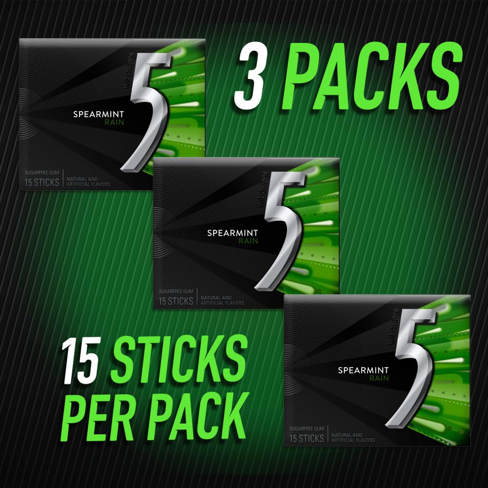 Opened 5 Gum Spearmint Rain pack with sticks.
